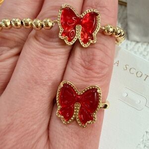 Kendra Scott Haley Bow Band Ring (8) & Bow Pearl Stretch Bracelet (6) - New/Bag!